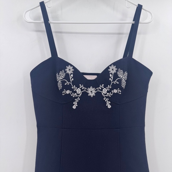 Clinq A Sept Dress Women 6 Blue Embroidered Spaghetti Straps Y2K Ruffle Short - Picture 2 of 13